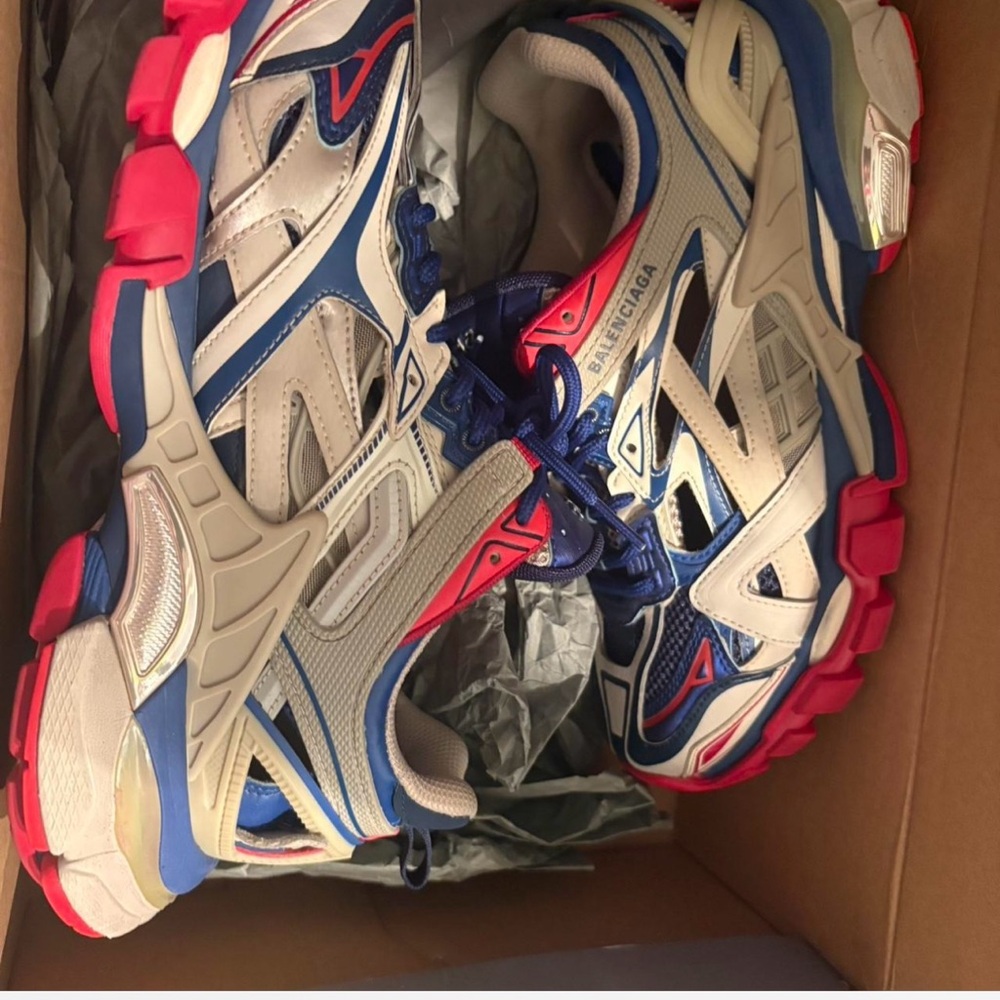 Balenciaga Red and Blue Athletic Shoes